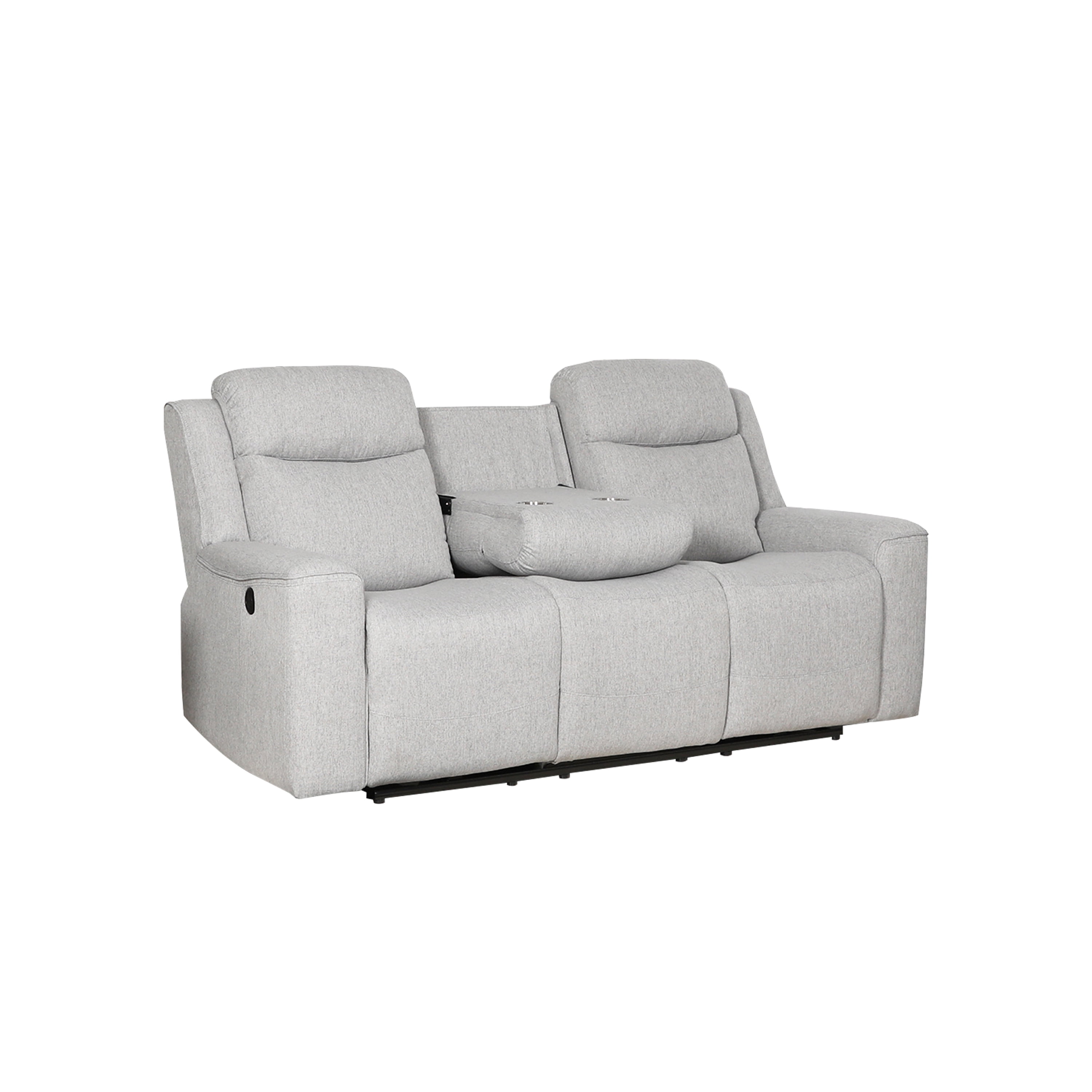 Amelia Collection Contemporary 2-Piece Upholstered Living Room Set, Dropdown Console Sofa and Loveseat with Storage Console and Cup Holders, White