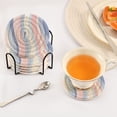 thumbnail image 3 of Yayeee 6 PCS Drink Coasters with Holder Set Woven Absorbent Round Tabletop Hot Pad, Abstract Pink, 3 of 7