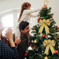 thumbnail image 4 of Decoración de Navidad con lazo de cinta, adorno de regalos de Navidad con lazo brillante, regalos para envolver regalos para árbol de Navidad, fiesta, guirnalda, corona, regalos, mesa, Ch. Afortunado Sencillez, 4 of 5