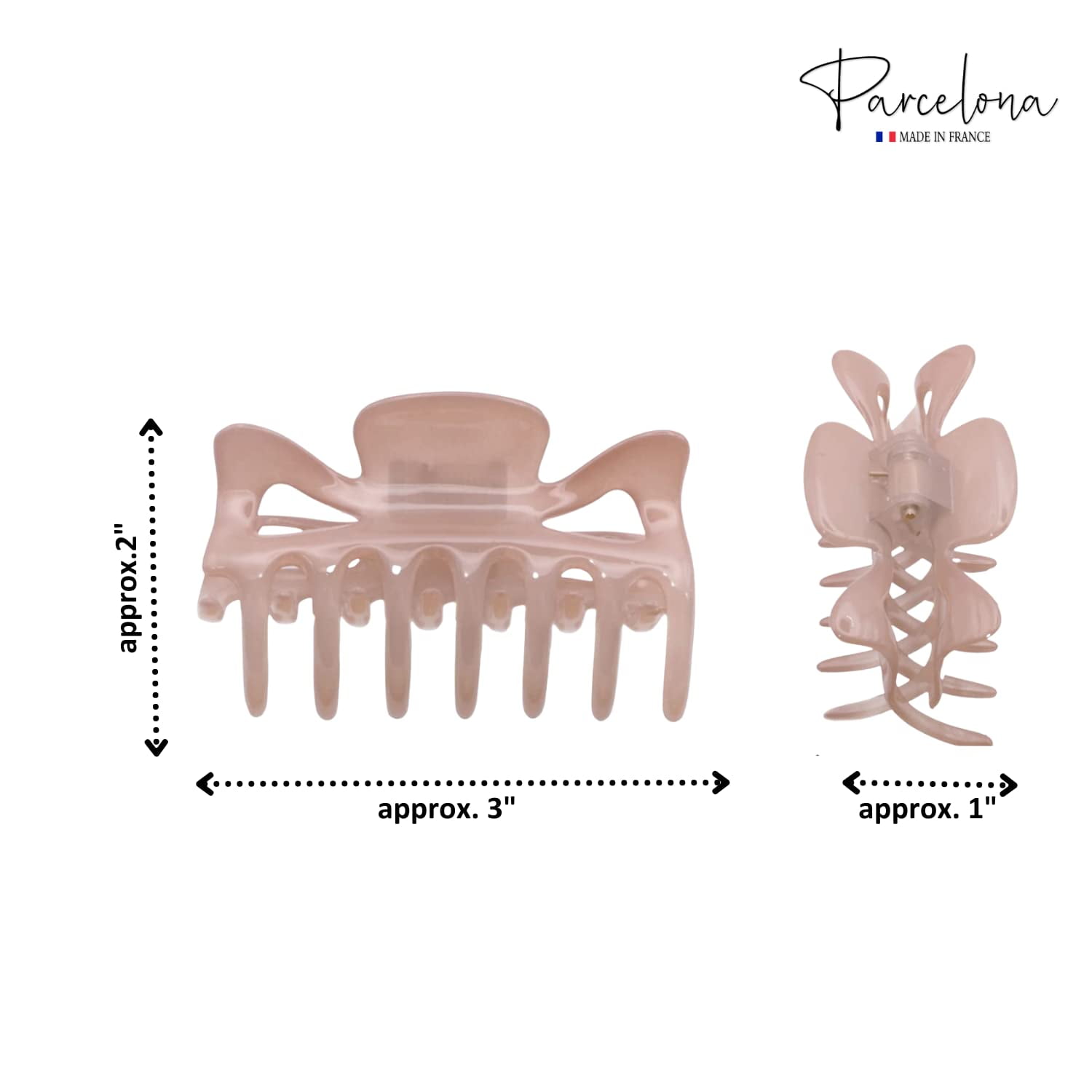 Parcelona French Classic 3" Medium Celluloid Hair Claws for Women & Girls (2Pcs) (TortoiseShell-Savana)