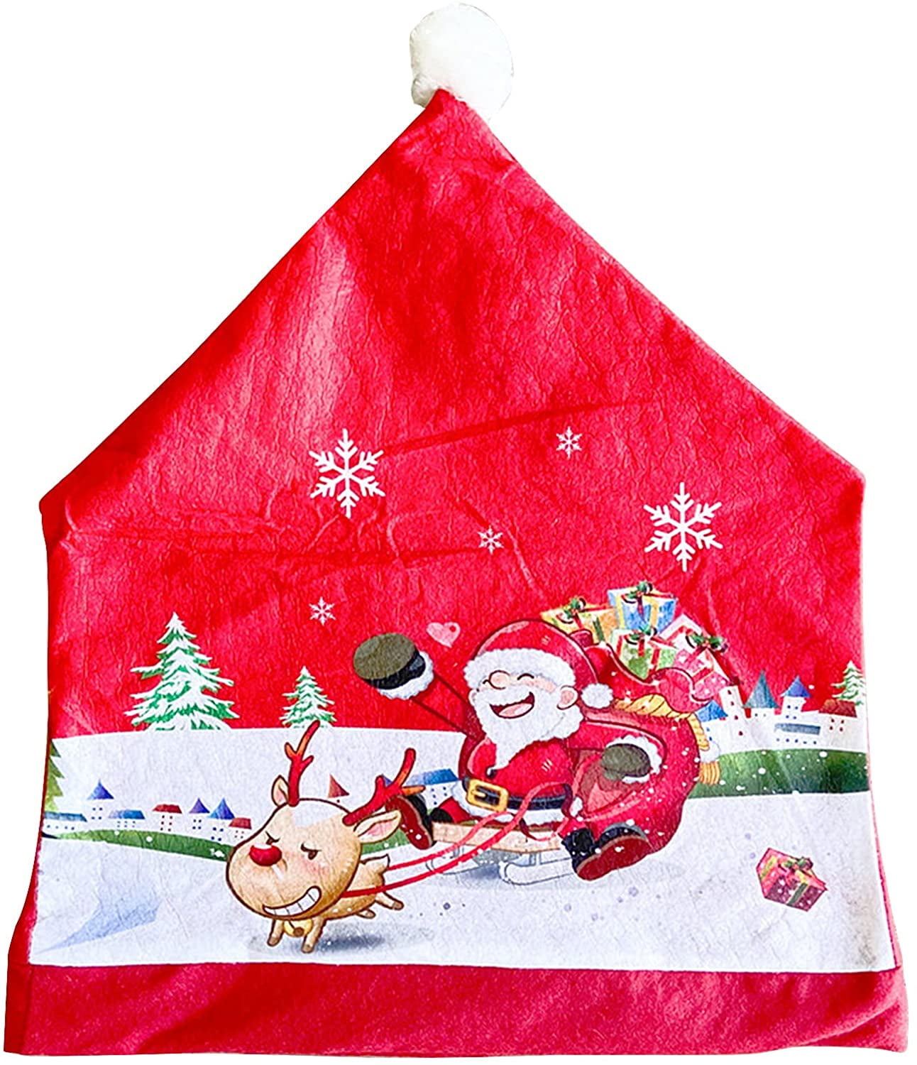 Set of 4 Washable Christmas Chair Covers for Dining Room Chair Back or Christmas Party