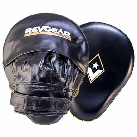 Revgear Curved Leather Mitts, Curved Contoured Focus Mitts, MMA Training, Sparring, Punching Pads, Boxing Pads, Punching Mitts