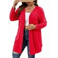 thumbnail image 2 of Essential Solid Fluted Sanding Open Front Knitted Cardigan Sweater for Women Red 4XL, 2 of 8
