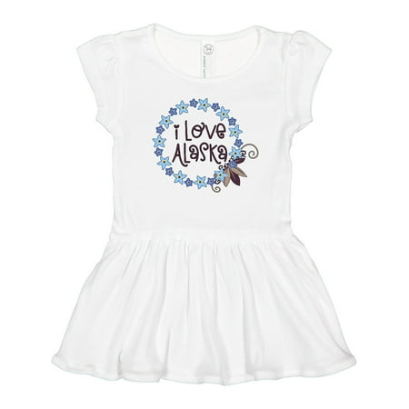 

Inktastic I Love Alaska Forget-Me-Not Flowers Gift Toddler Girl Dress