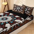 thumbnail image 2 of Erosebridal Vintage Mandala Zipper Twin Comforter Sets with Fitted Sheet and 2 Pillowcases, Traditional Feather Zipper Bedding Set, Rust Turquoise, Black Reversible, 2 of 7