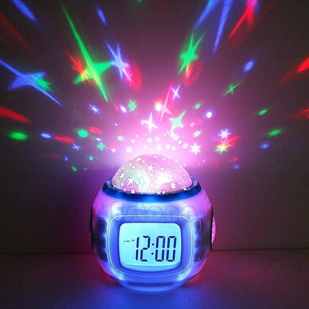 Children Room Sky Star Night Light Projector Lamp Alarm Clock sleeping