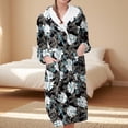 thumbnail image 2 of Women's Fleece Plush Robe Long Warm Plush Bathrobe Loungewear Jacket Printed Comfort Robe, 2 of 5
