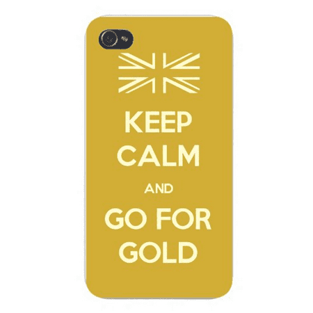 Apple Iphone Custom Case 4 4s White Plastic Snap on - Keep Calm and Go For Gold w/ British UK (Best Iphone 4 Cases Uk)