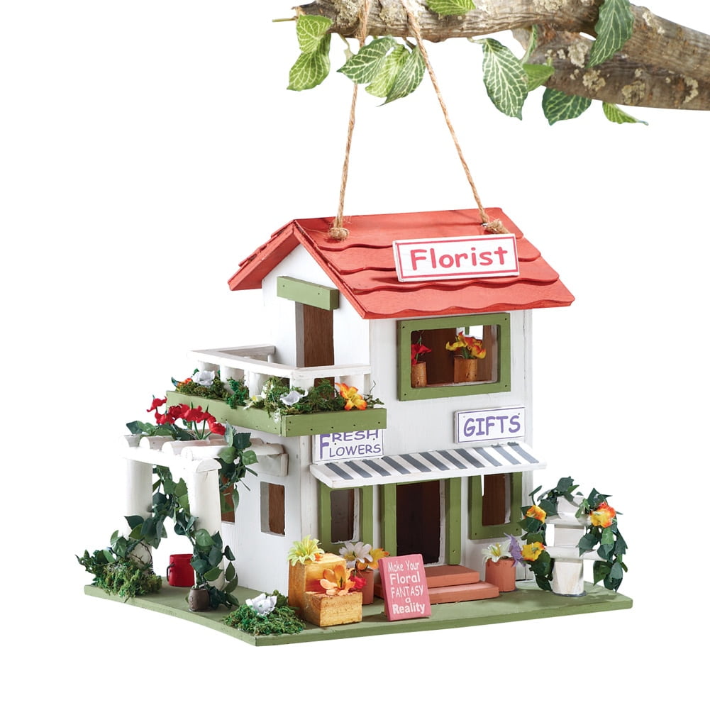 Flower Shop Hanging Birdhouse, Multi by Collections Etc