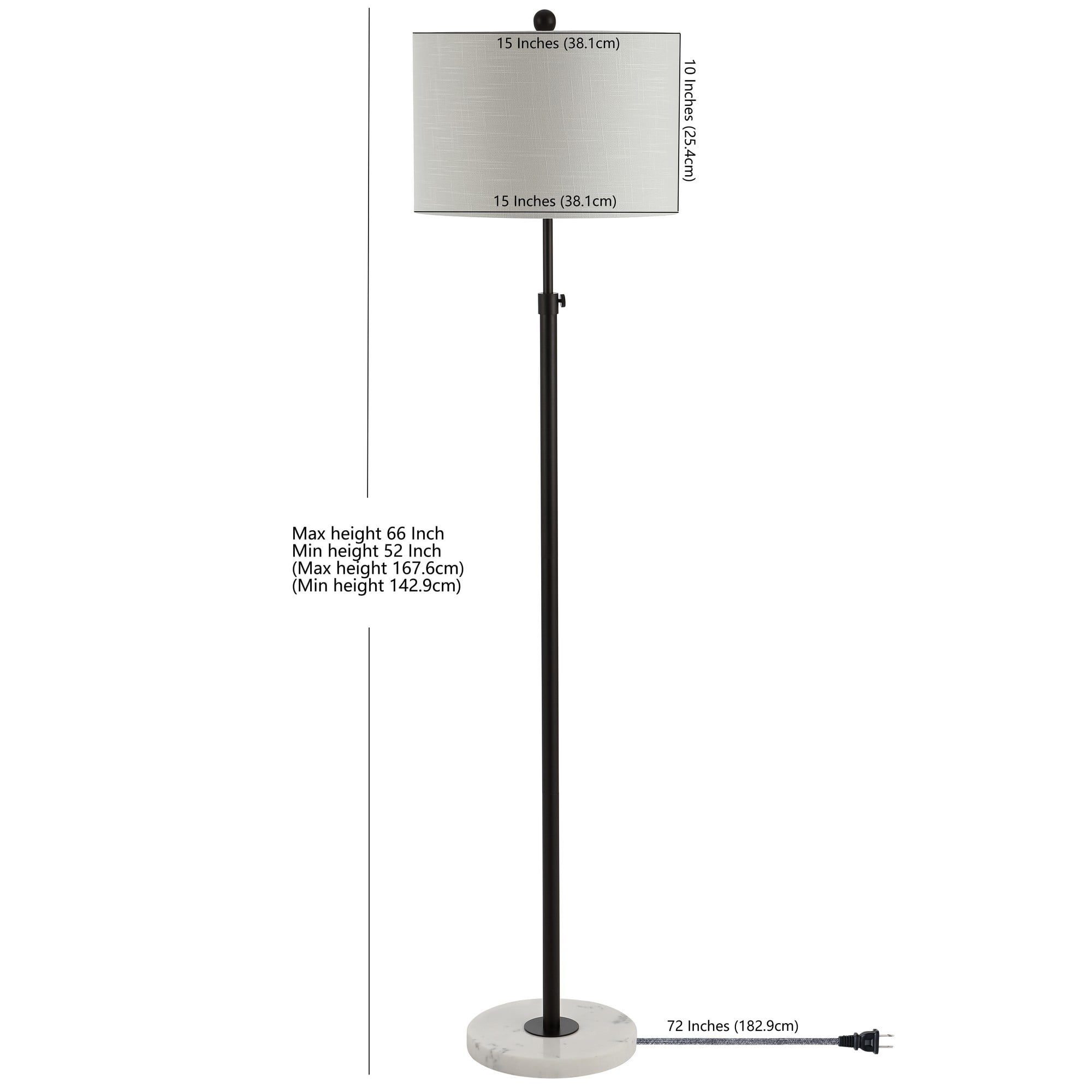 JONATHAN Y June 65" Adjustable Metal/Marble LED Floor Lamp, Oil Rubbed Bronze
