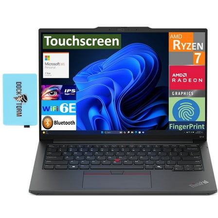 Lenovo Thinkpad E14 G6 Business Laptop 14.0in IPS WUXGA Display (AMD Ryzen 7 7735U, 8GB DDR5, 512GB PCIe SSD, AMD Radeon, Fingerprint, Win 11 Pro) w/Microsoft 365 Personal , DKZ USB Port Expander