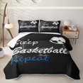thumbnail image 2 of Feelyou Black White Sport Soccer Quilt Full for Boys, Eat Sleep Repeat Quote Full Bedspread Sets, 3pcs, 2 of 7