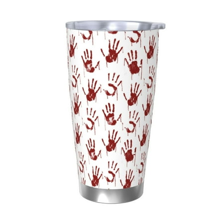 

Qekee Red Bloody Scary Hands2 Print 20OZ Car Cup Stainless Steel Vacuum Insulated Tumbler Tumbler Cup With Lid And Straw Travel Coffee Mug-Without Straw