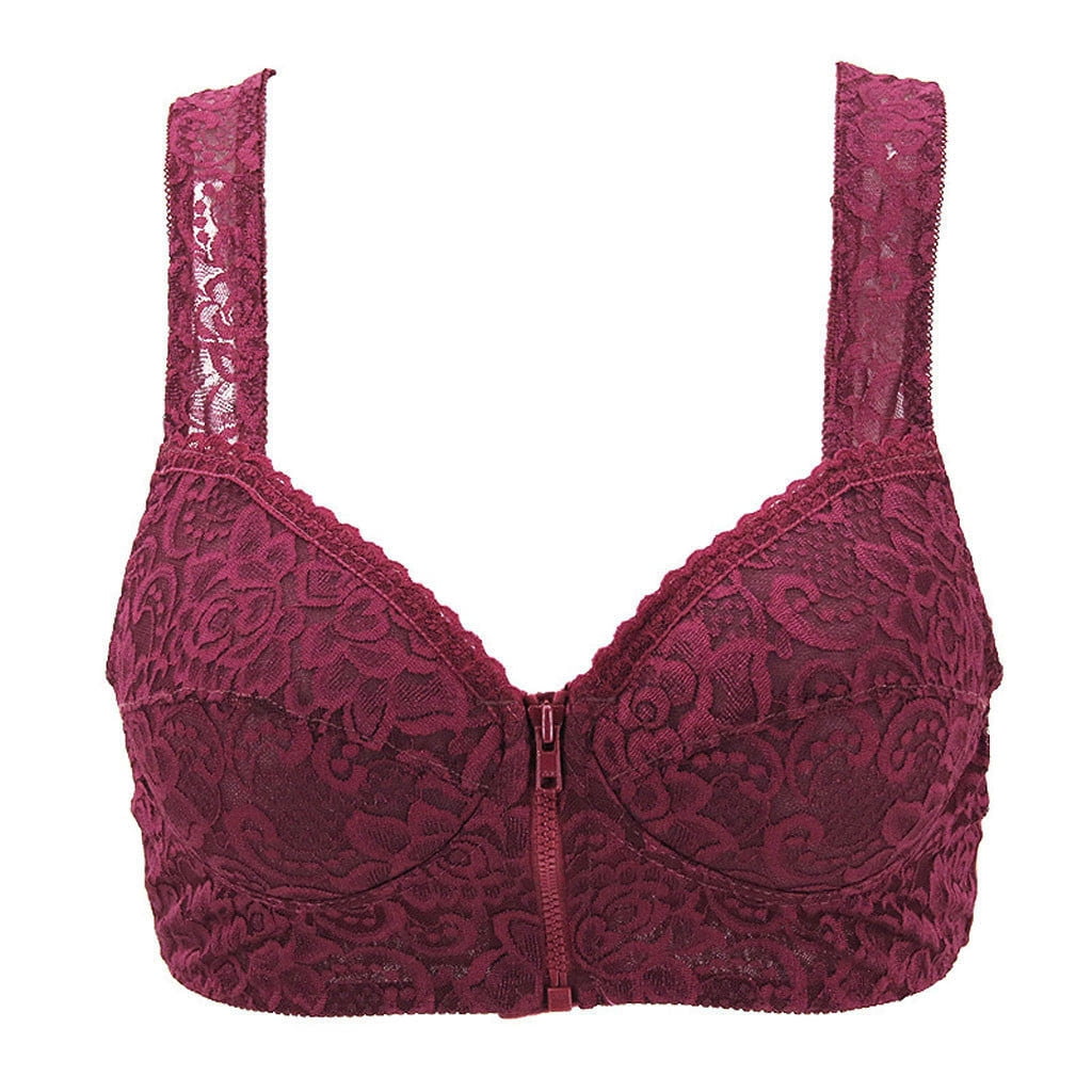 JD Women Casual Massage Front Zip Wire-Free Supportive Sleep Bra Adjustable Bras - Walmart.com 
