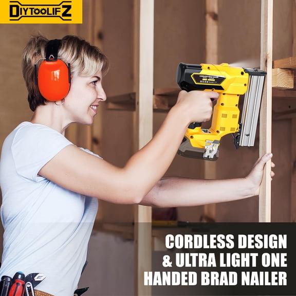 Cordless 18GA Brad Nailer Compatible With Dewalt 20V Max, 18 Gauge Nail Gun With 1000 Nials For Wood Carpentry, Brushless, 2 Mode, 5/8 To 1-1/4 Inch, Tool Only