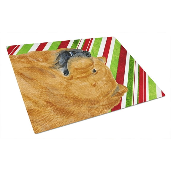 Caroline's Treasures Chow Chow Candy Cane Holiday Christmas Glass Cutting Board Large