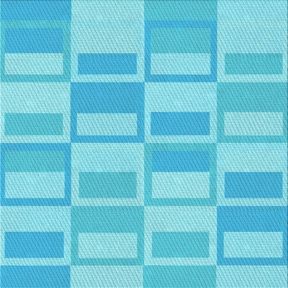 Ahgly Company Machine Washable Indoor Square Transitional Bright Turquoise Blue Area Rugs, 7' Square