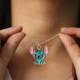 thumbnail image 2 of Cute Cartoon Character Necklace - 3D Pendant Stitched Necklace with 18" Chain Blue, 2 of 5