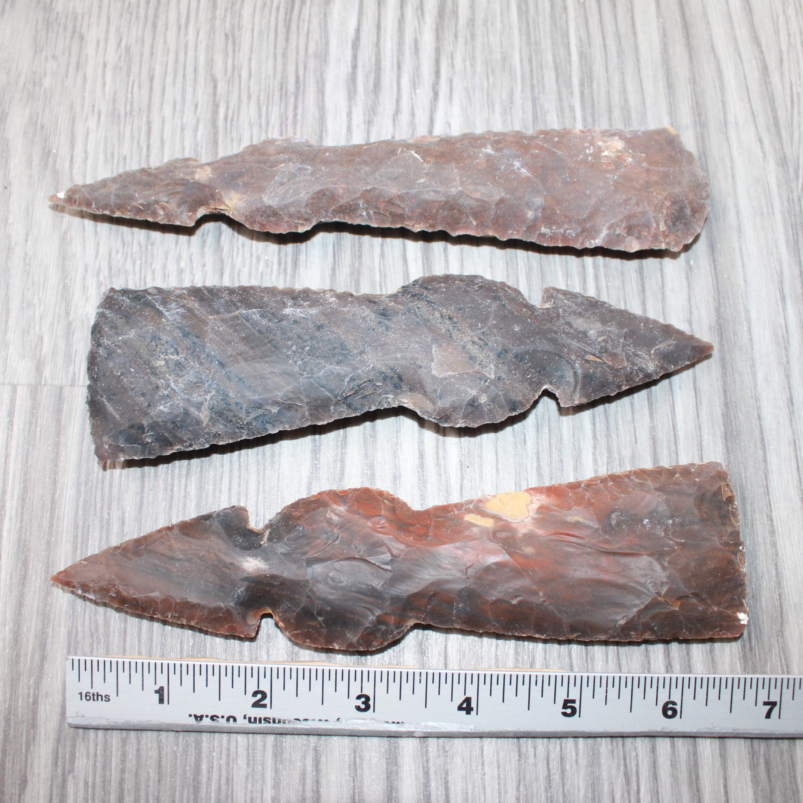 3 Stone Ornamental Tomahawk Heads #8562    Agate Jasper Ax Axe Hatchet