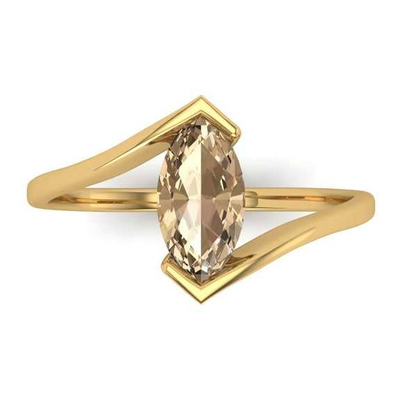 Solitaire Engagement Ring for Women - 2ct Yellow Moissanite in 14K Yellow Gold Promise Ring