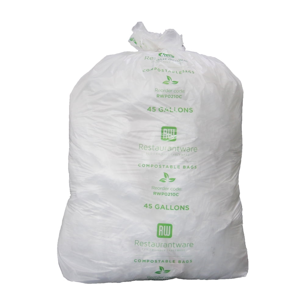 RW Eco 45 gal Clear Plastic Can Liner Biodegradable, Compostable 50