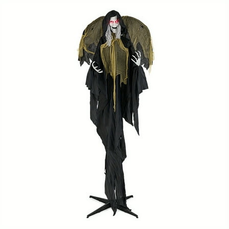 Ruvellia 8.2 Ft Halloween Standing Witch, Voice Activated Animatronic Ghost W/ Lighted Eyes, Automatic Wing Movement & Terrifying Sounds, For Store Display