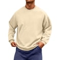 thumbnail image 2 of Delconic Men's Crewneck Sweatshirt - Basic Long Sleeve Pullover for Casual & Athletic Wear Beige L, 2 of 6