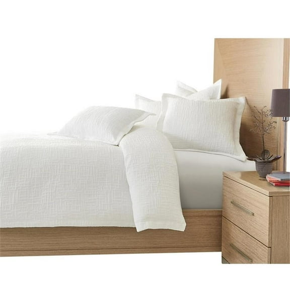 Michael Amini Hillton 5-piece Linear Texture Fabric Queen Duvet Set in White