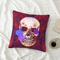 thumbnail image 4 of LNWH Decorative Pillow Covers, Red Rose Skull Square Sofa Decorative Knit Pillow Case, 16"x16", 4 of 8