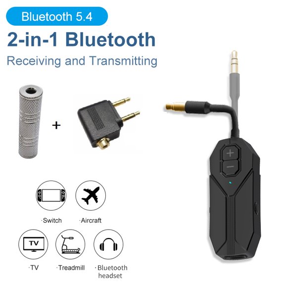 2 In 1 Bluetooth 5.4 Audio Receiver Transmitter Hifi Stereo Wireless Adapter 3.5MM AUX With Mic For Airplane TV PC Car Speaker