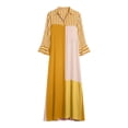 thumbnail image 4 of SAWOBUUN Womens Boho Striped Shirt Dress 3/4 Sleeve Color Block Button Maxi Dress Loose Fit Casual Beach Sundress, 4 of 5