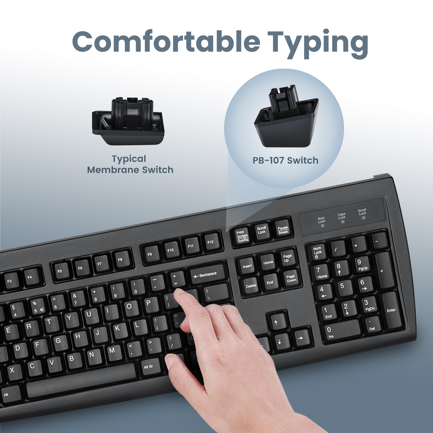 Perixx Periboard-107 Wired Ps2 Full Size Computer Keyboard, Black, Us English