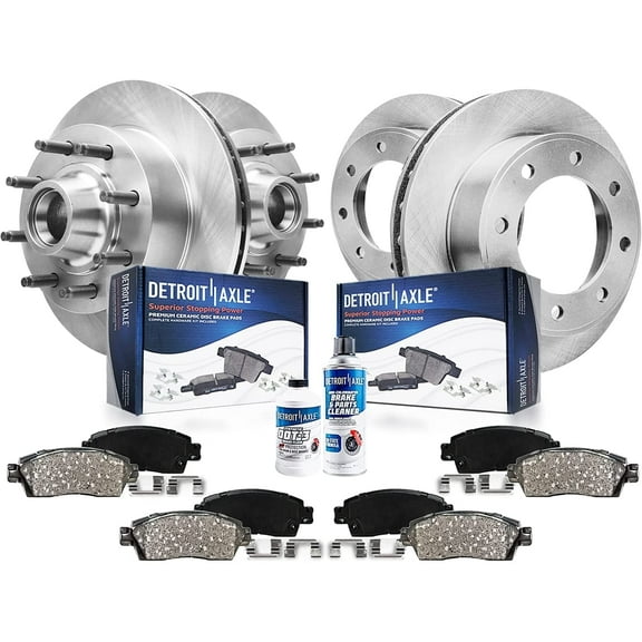 Detroit Axle - Brake Kit for Ford E-250 E-350 Econoline Club Wagon Super Duty Brake Rotors Ceramic Brakes Pads Replacement: 13.03" inch Front and 12.84" inch Rear Rotor