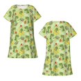 thumbnail image 5 of Salouo Cute Dinosaurs Cartoon Print Short Sleeve Sleepshirt for Womens Comfy Nightgown Scoopneck Cute Nightdress Ruffle -Large, 5 of 7
