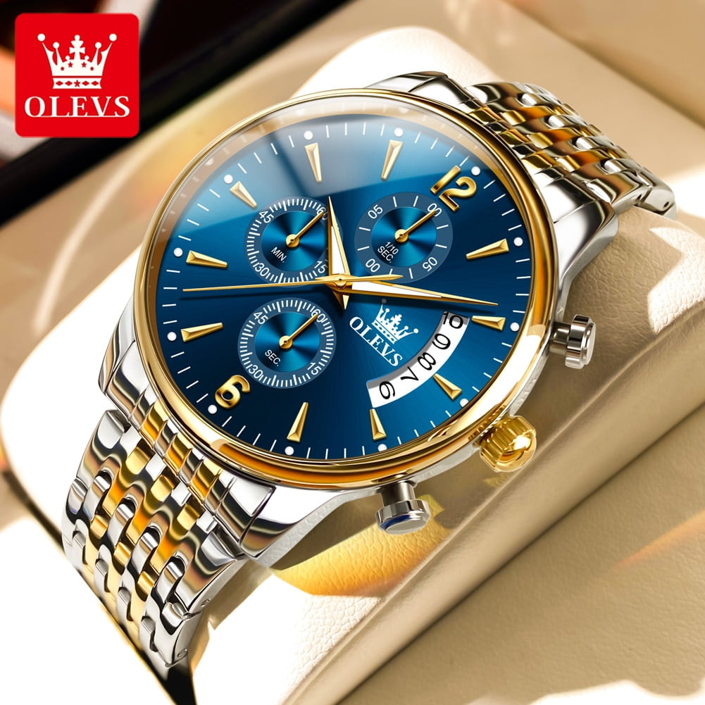 OLEVS Men's Watch Waterproof Luminous Wrist Watch Quartz Stainless
