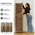 thumbnail image 3 of Room Divider Wood Carved Wall Divider Indoor Folding Portable Partition Screen for Home Office Garden Terrace - 6 Panel, 67 * 90inch (Dark Brown), 3 of 14