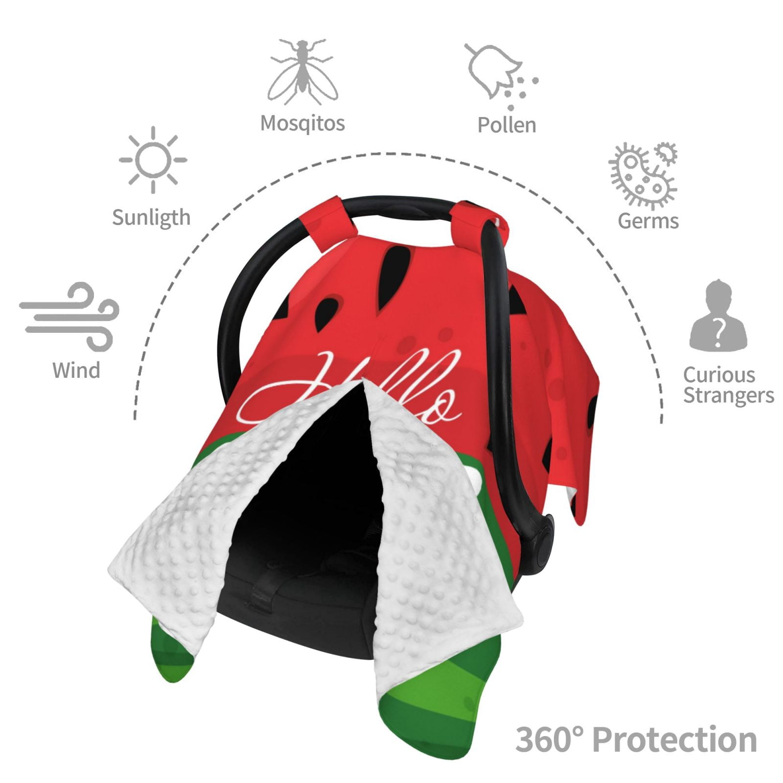 Car Seat Cover Baby - Watermelon Hello Summer Breathable Infant Car Seat Cover for Baby Carseat, Lightweight Comfort Baby Essentials Must Haves Newborn Stuff for Girl Boy
