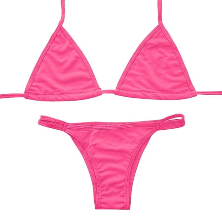 Zszcpp Bikinis Sets For Women 2Pc Bathing Suits Sleevelesss Halter Solid Three Point Split Summer Beach Swimwear Holiday Vacation Young Adult Swimsuits