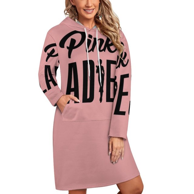Robes à Manches Longues Automne Hiver pour Femmes Roses Chandail à Capuchon Imprimés avec Cordon de Serrage Robes Roses Graisse pour Dames