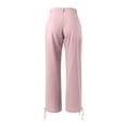 thumbnail image 4 of Bmisegm Stylish Women's Casual Denim Pants Mid Rise Wide Leg Jeans with Ruffle Design for and Spring Fall Outfits Pink L, 4 of 5