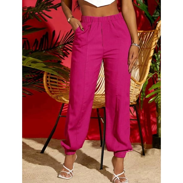Pantalones Harlan con punta de zapato sólida de verano, pantalones casuales con costuras de moda, pantalones con cordón para mujer, pantalones geniales de verano