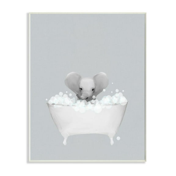 Stupell Industries Elephant Blue Bath Cute Animal Design Graphic Art Unframed Art Print Wall Art, 10x15, by Leah Straatsma