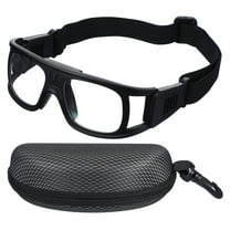 Uxcell Adjustable Professional Sports Goggles, Unisex Safety Glasses Protective Eyewear for Basketball Racquetball Dark Black