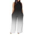 thumbnail image 2 of Gaecuw Overall Jumpsuit for Women Sleeveless Cold Shoulder Overall with Pockets Halter Neck Band Collar Gradient Onesie One Piece Outfits Casual Loose Long Pants Wide Leg Summer Romper Ankle Length, 2 of 5
