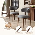 thumbnail image 4 of Hawsaiy Wooden Dining Chairs Set of 2, Mid-Century Upholstered Linen Dining Chairs with Solid Wood Legs, Comfortable Kitchen Chairs for Dining Room, Gray, 4 of 7