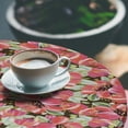 thumbnail image 3 of Ambesonne Floral Fitted Round Tablecloth, Red Flowers Acrylic Print, 45"- 56" Diameter, Pastel Pink and Avocado Green, 3 of 5