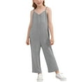 thumbnail image 2 of Kids Jumpsuit Sleeveless Casual Plain Color Overalls Loose Spaghetti Strap Summer Rompers Long Pants with Pockets Kids Outfits for Tween Girls 8-9 Years, 2 of 7