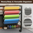 thumbnail image 3 of EasyCom 24"x20" Large Printer Stand with Hanging File Holder Organizer, Adjustable Height Shelf with Wheels, Under Desk Table with Storage for Printer Scanner Fax Home Office Use Rustic Brown, 3 of 9