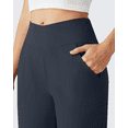 thumbnail image 3 of G4Free Ribbed Ankle Pants for Women 7/8 Length Wide Leg Yoga Pants with Pockets Casual Travel, 3 of 7