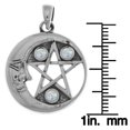 thumbnail image 3 of Jewelry Trends Sterling Silver Moon and Star Pentacle Pendant with Moonstone, 3 of 4